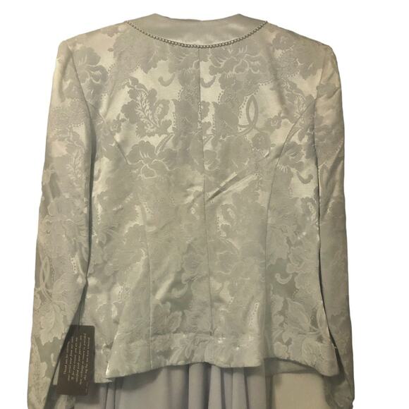 Vintage Light Grey Blue Mother of the Bride Pearl Accent Jacket Dress Sz 12 NWT - Picture 4 of 13